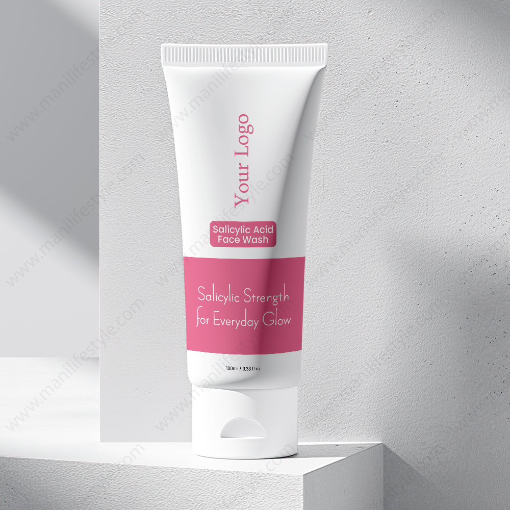 Salicylic acid face wash product tube displayed on a clean background
